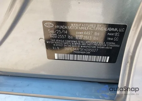 2015 Hyundai Sonata Sport z USA, uszkodzony, nr VIN 5NPE34AF5FH095027